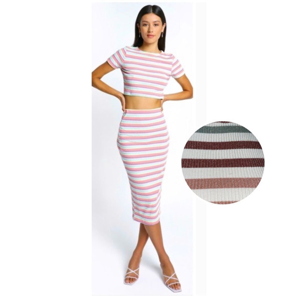 Say what ? cable knit sweater size small 2 Piece Set In Multi rib pencil stripes